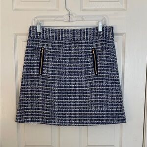 LOFT Blue and White Tweed Mini Skirt